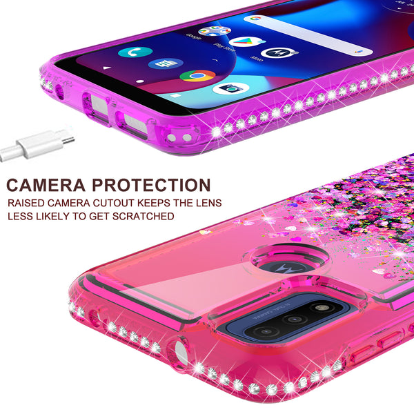 glitter phone case for motorola moto g pure - hot pink/purple gradient - www.coverlabusa.com