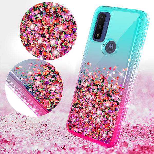 glitter phone case for motorola moto g pure - teal/pink gradient - www.coverlabusa.com