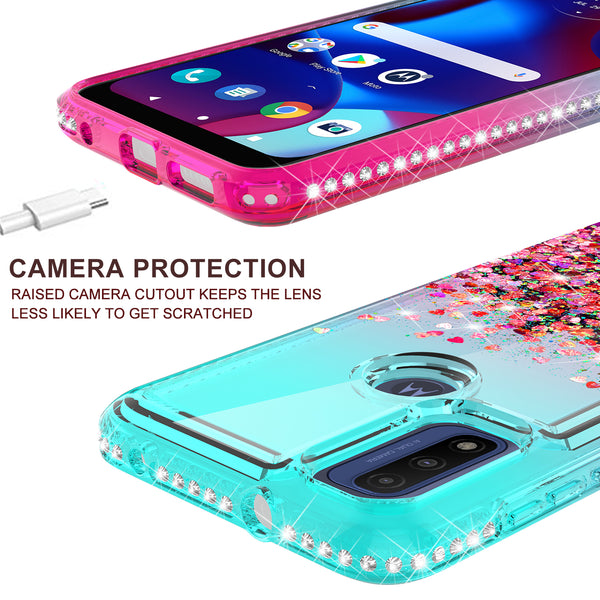 glitter phone case for motorola moto g pure - teal/pink gradient - www.coverlabusa.com