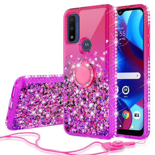 glitter phone case for motorola moto g pure - hot pink/purple gradient - www.coverlabusa.com