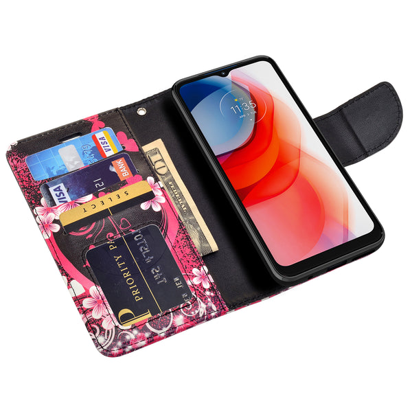 motorola moto g play 2021 wallet case - heart butterflies - www.coverlabusa.com