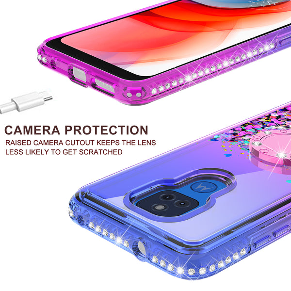 glitter phone case for motorola moto g play 2021 - blue/purple gradient - www.coverlabusa.com