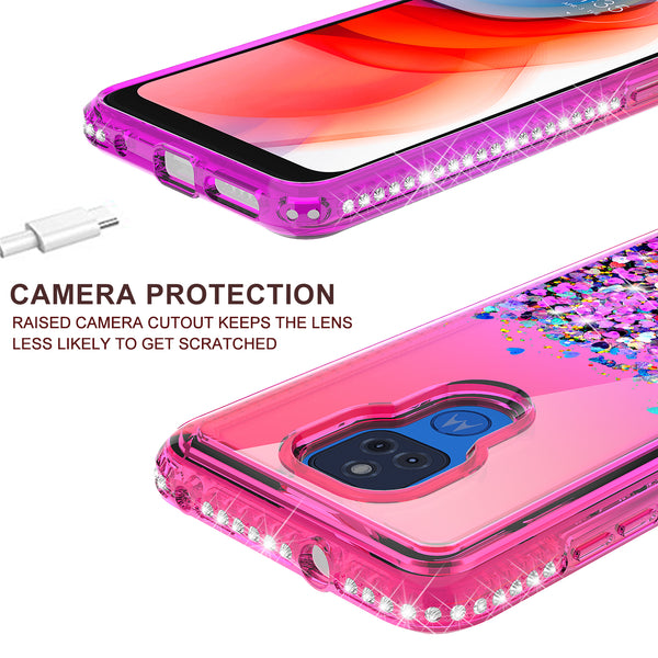 glitter phone case for motorola moto g play 2021 - hot pink/purple gradient - www.coverlabusa.com