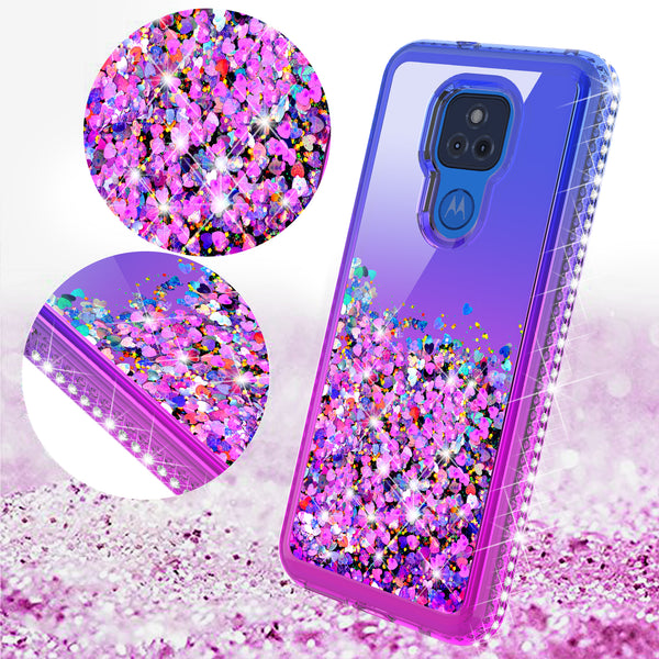 glitter phone case for motorola moto g play 2021 - blue/purple gradient - www.coverlabusa.com