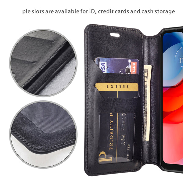 motorola moto g play 2021 wallet case - black - www.coverlabusa.com