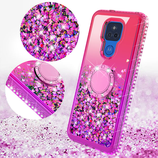 glitter phone case for motorola moto g play 2021 - hot pink/purple gradient - www.coverlabusa.com