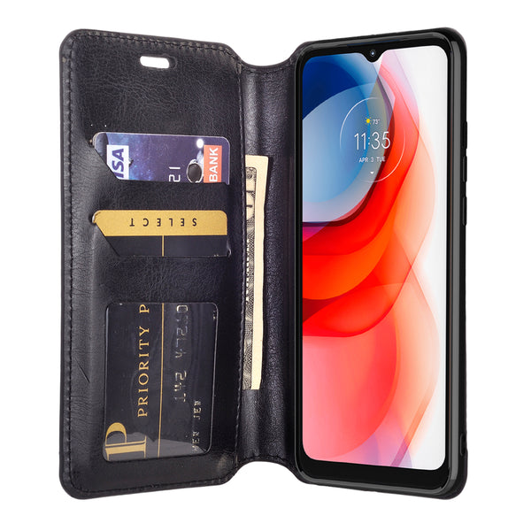 motorola moto g play 2021 wallet case - black - www.coverlabusa.com