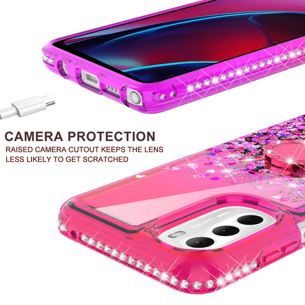 glitter phone case for motorola moto g stylus 5g 2022 - hot pink/purple gradient - www.coverlabusa.com