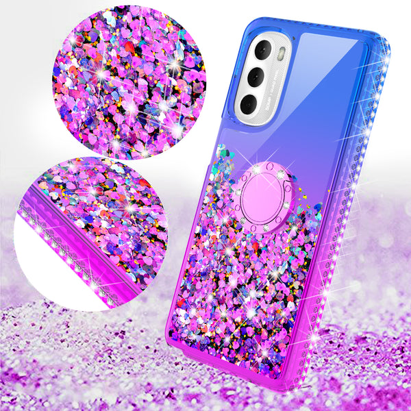 glitter phone case for motorola moto g stylus 5g 2022 - blue/purple gradient - www.coverlabusa.com