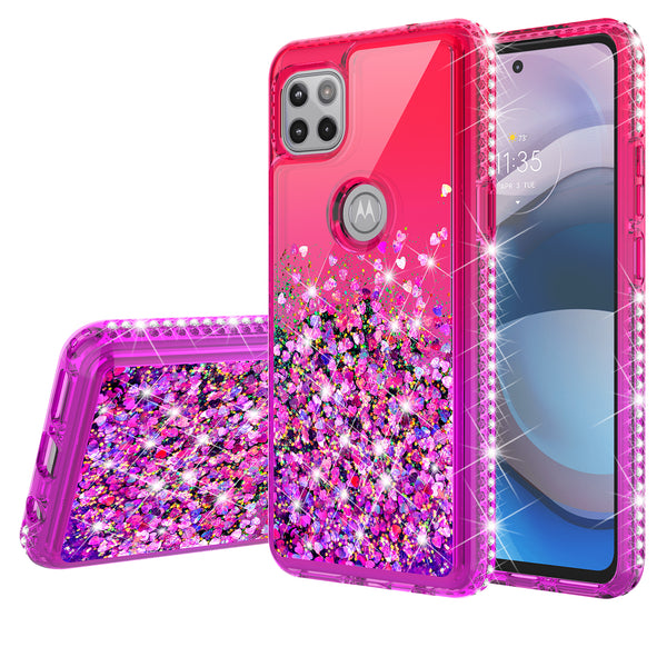 glitter phone case for motorola one 5g ace - hot pink/purple gradient - www.coverlabusa.com