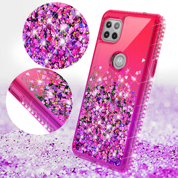 glitter phone case for motorola one 5g ace - hot pink/purple gradient - www.coverlabusa.com