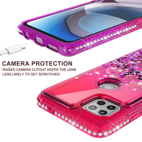 glitter phone case for motorola one 5g ace - hot pink/purple gradient - www.coverlabusa.com