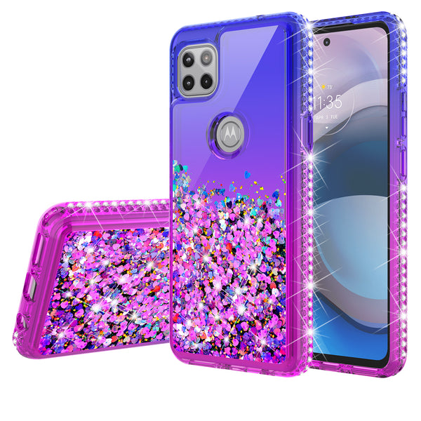 glitter phone case for motorola one 5g ace - blue/purple gradient - www.coverlabusa.com