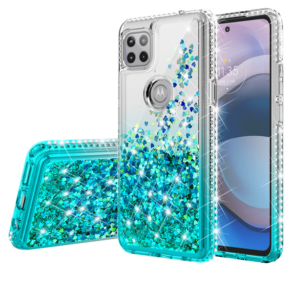 clear liquid phone case for motorola one 5g ace - teal - www.coverlabusa.com