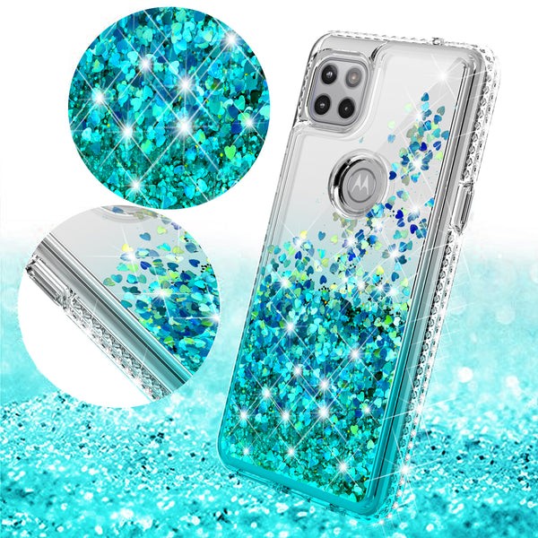 clear liquid phone case for motorola one 5g ace - teal - www.coverlabusa.com