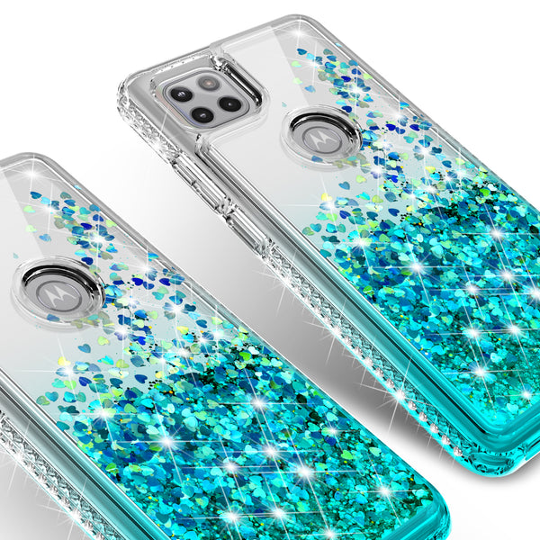 clear liquid phone case for motorola one 5g ace - teal - www.coverlabusa.com