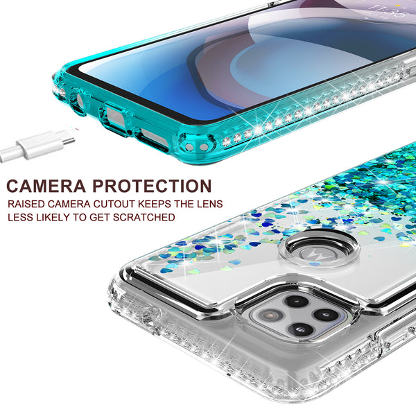 clear liquid phone case for motorola one 5g ace - teal - www.coverlabusa.com