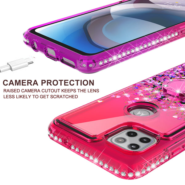 glitter phone case for motorola one 5g ace - hot pink/purple gradient - www.coverlabusa.com