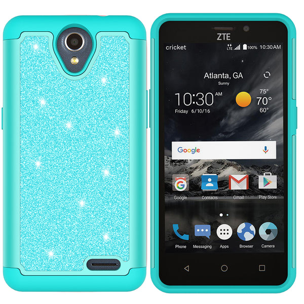 ZTE Prestige 2 Glitter Hybrid Case - Teal - www.coverlabusa.com