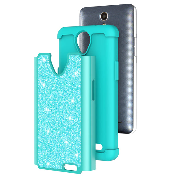 ZTE Prestige 2 Glitter Hybrid Case - Teal - www.coverlabusa.com