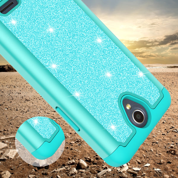 ZTE Prestige 2 Glitter Hybrid Case - Teal - www.coverlabusa.com