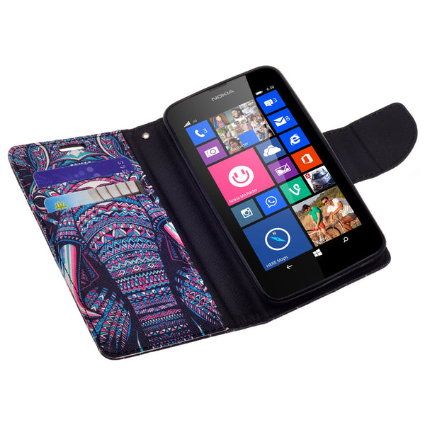 Nokia Lumia 635 Wallet Case - tribal elephant - www.coverlabusa.com