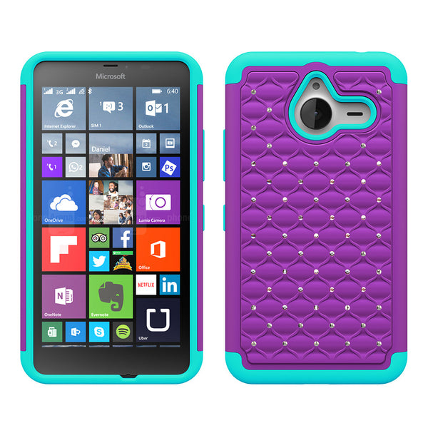 Microsoft Lumia 640 XL Rhinestone Case - Purple/Teal - www.coverlabusa.com