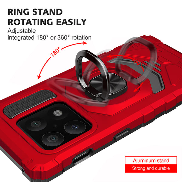 ring car mount kickstand hyhrid phone case for oneplus 10 pro - red - www.coverlabusa.com