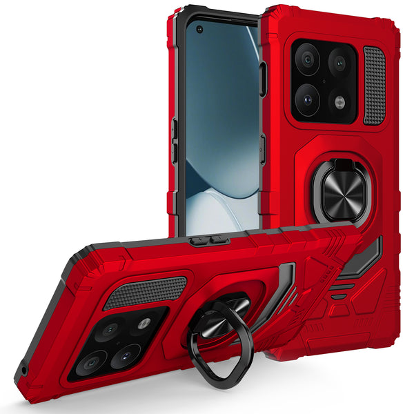 ring car mount kickstand hyhrid phone case for oneplus 10 pro - red - www.coverlabusa.com