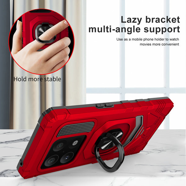 ring car mount kickstand hyhrid phone case for oneplus 10 pro - red - www.coverlabusa.com