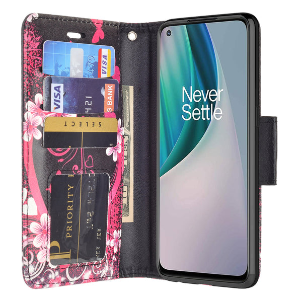 oneplus nord n10 5g wallet case - heart butterflies - www.coverlabusa.com