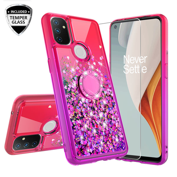 glitter phone case for oneplus nord n10 5g - hot pink/purple gradient - www.coverlabusa.com