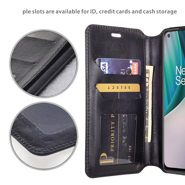 oneplus nord n10 5g wallet case - black - www.coverlabusa.com