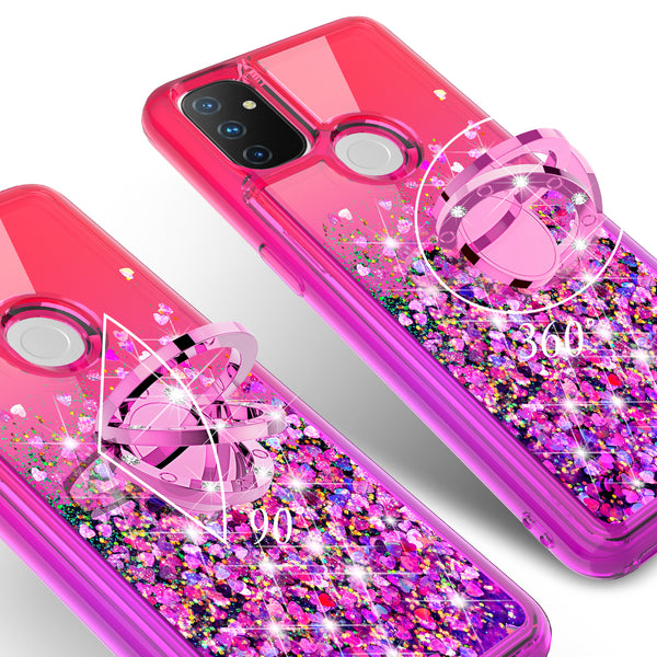 glitter phone case for oneplus nord n10 5g - hot pink/purple gradient - www.coverlabusa.com