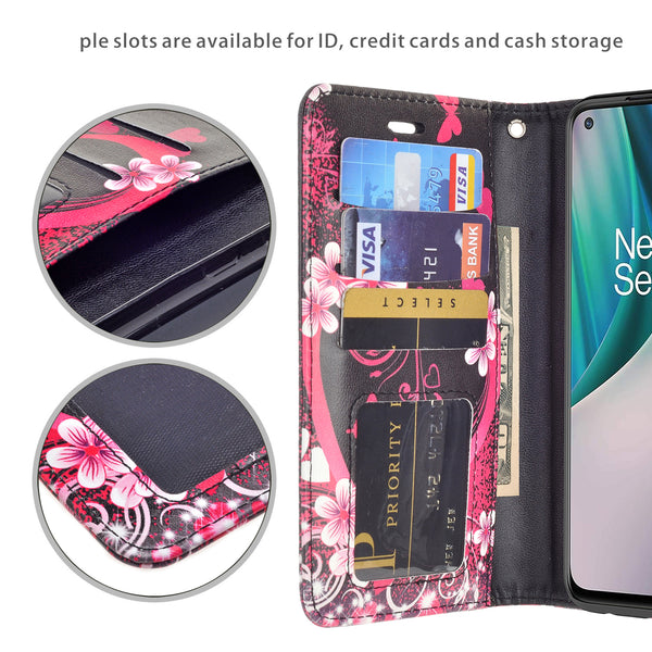 oneplus nord n10 5g wallet case - heart butterflies - www.coverlabusa.com