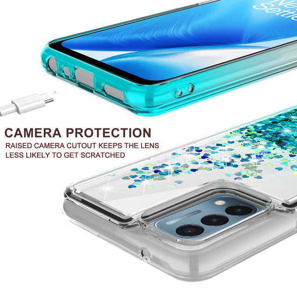 clear liquid phone case for oneplus nord n200 5g - teal - www.coverlabusa.com