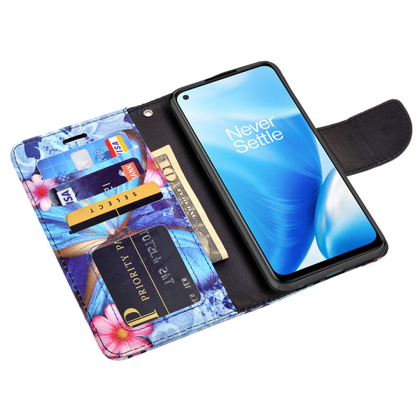 oneplus nord n200 5g wallet case - blue butterfly - www.coverlabusa.com