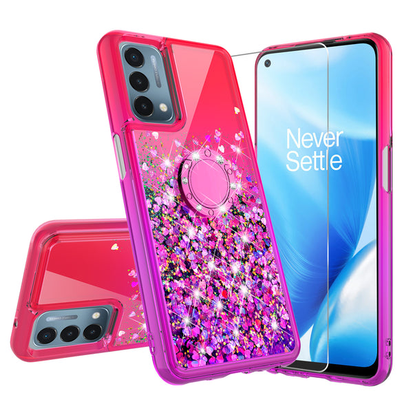 glitter phone case for  oneplus nord n200 5g- hot pink/purple gradient - www.coverlabusa.com