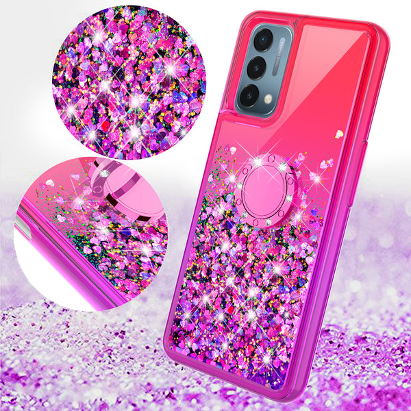 glitter phone case for  oneplus nord n200 5g- hot pink/purple gradient - www.coverlabusa.com