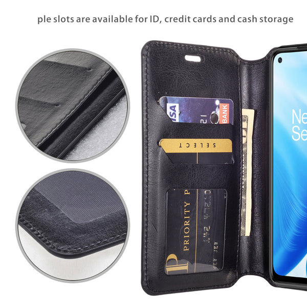 oneplus nord n200 5g wallet case - black - www.coverlabusa.com