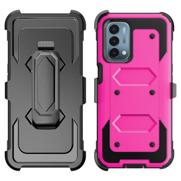 oneplus nord n200 5g heavy duty holster case - hot pink - www.coverlabusa.com