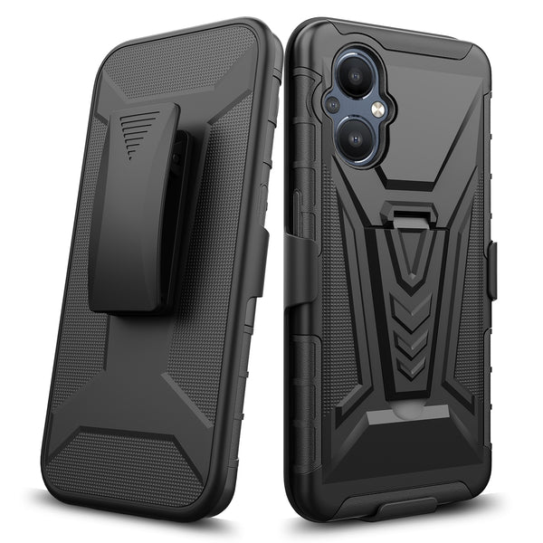 holster kickstand hyhrid phone case for oneplus nord n20 5g - black - www.coverlabusa.com