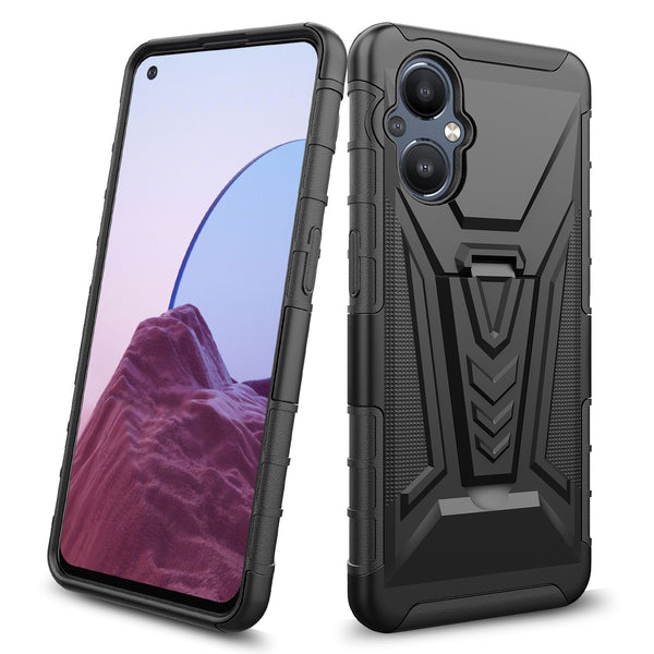 holster kickstand hyhrid phone case for oneplus nord n20 5g - black - www.coverlabusa.com