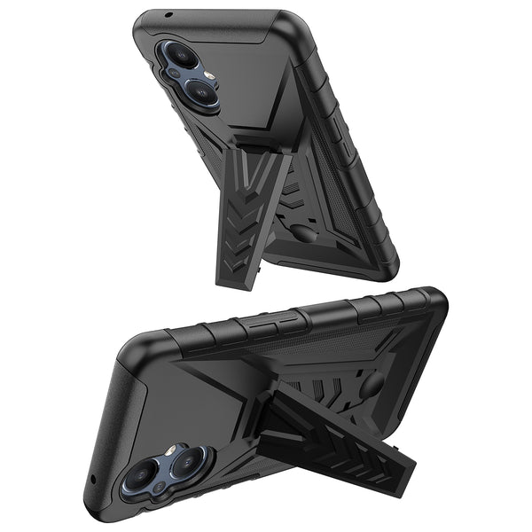 holster kickstand hyhrid phone case for oneplus nord n20 5g - black - www.coverlabusa.com