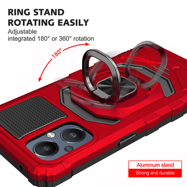 ring car mount kickstand hyhrid phone case for oneplus nord n20 5g - red - www.coverlabusa.com