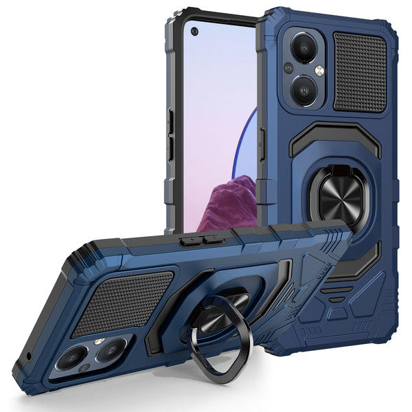 ring car mount kickstand hyhrid phone case for oneplus nord n20 5g - blue - www.coverlabusa.com