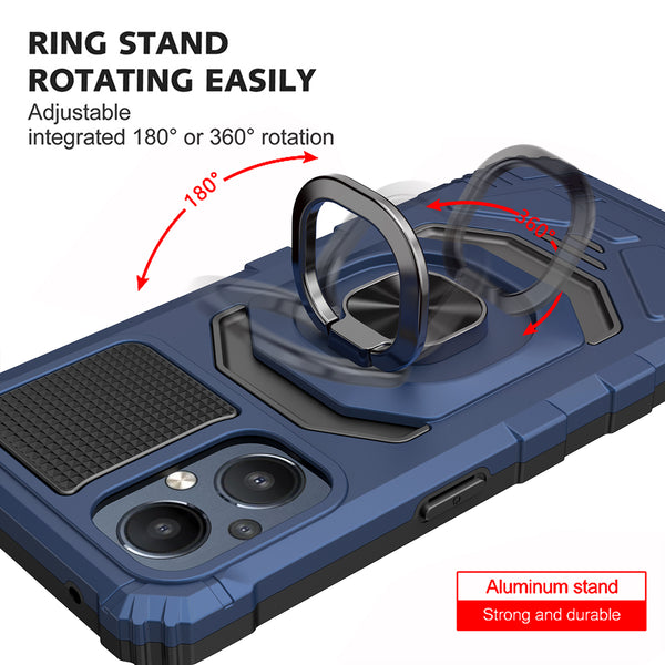 ring car mount kickstand hyhrid phone case for oneplus nord n20 5g - blue - www.coverlabusa.com