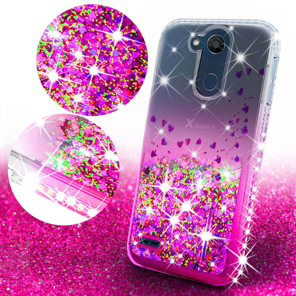 clear liquid phone case for lg x power 3 - hot pink - www.coverlabusa.com 