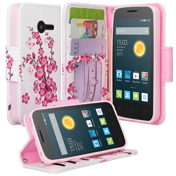 Alcatel Onetouch Pixi Plusar Pu leather wallet case - lotus - www.coverlabusa.com