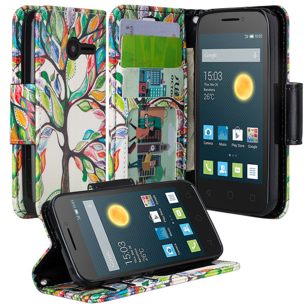 Alcatel Onetouch Pixi Plusar Pu leather wallet case - colorful tree - www.coverlabusa.com